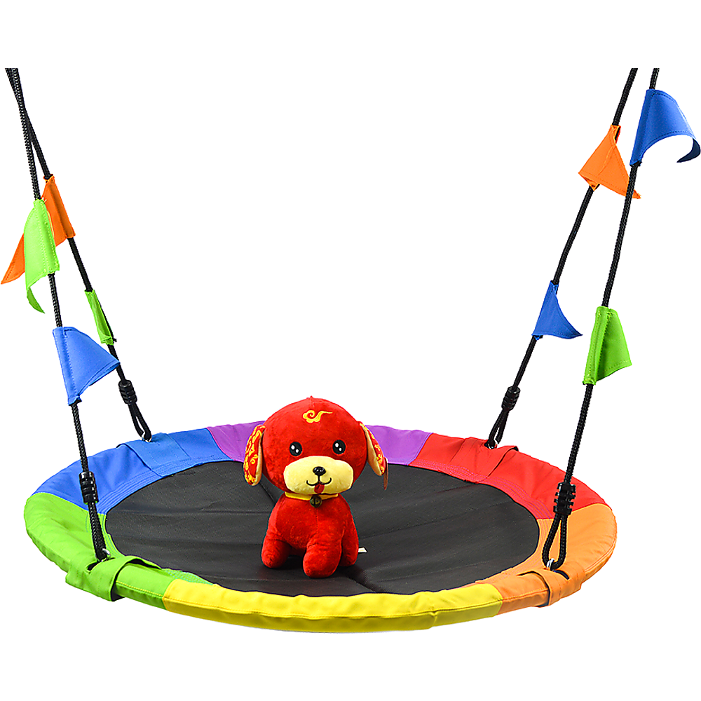 1m Tree Swing in Multi-Color Rainbow Kids Indoor/Outdoor Round Mat Saucer Swing