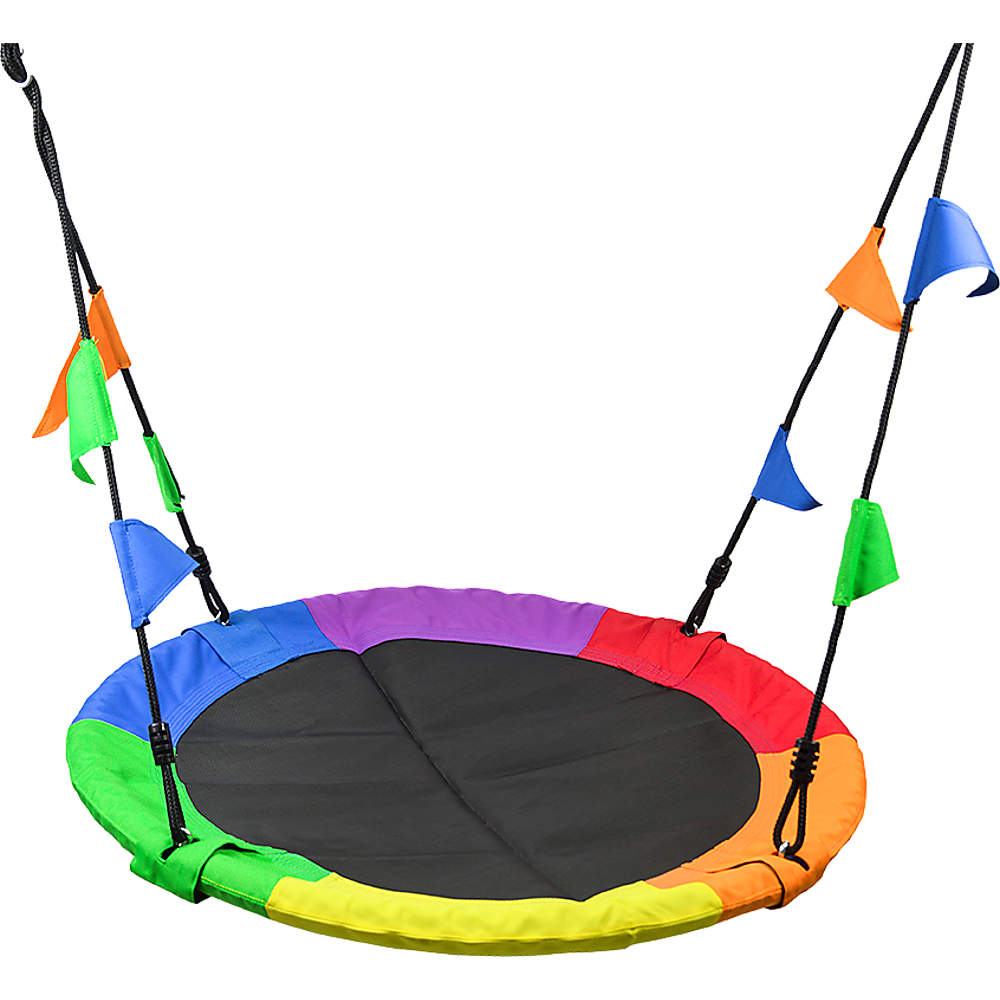 1m Tree Swing in Multi-Color Rainbow Kids Indoor/Outdoor Round Mat Saucer Swing