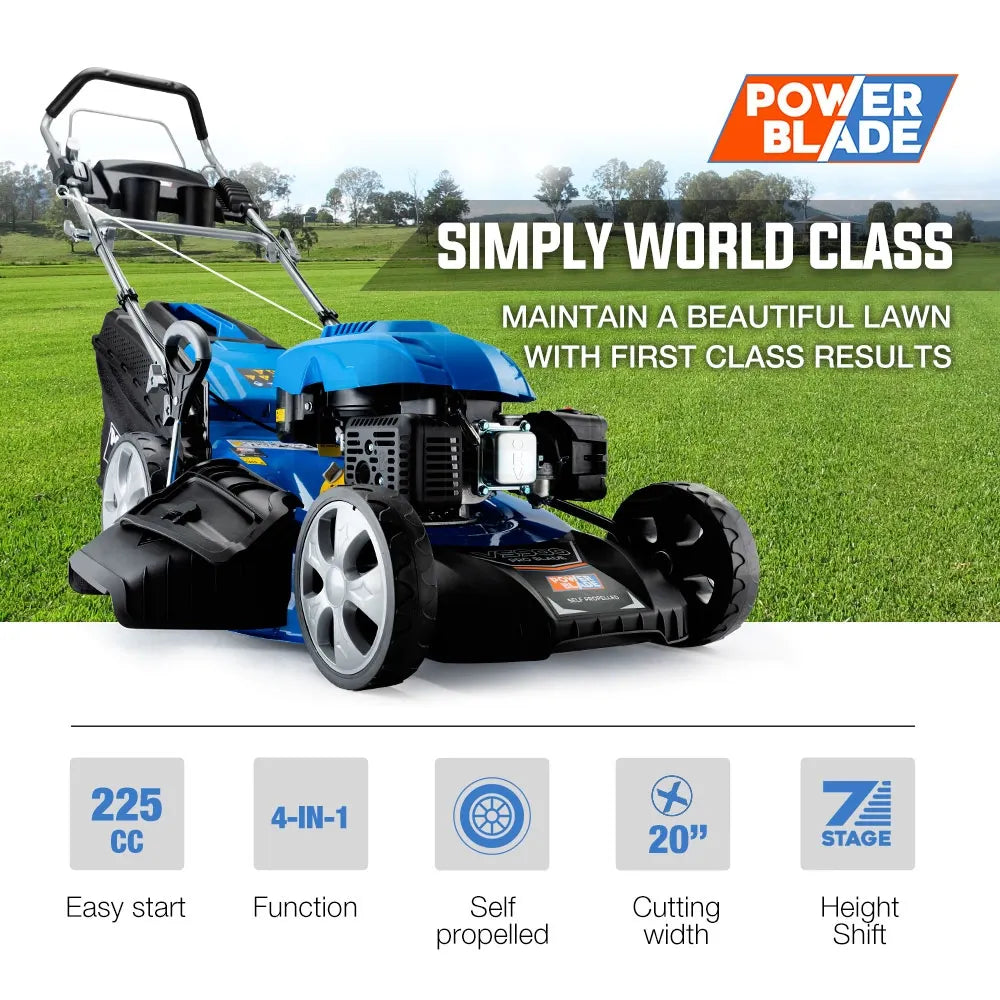 POWERBLADE Petrol Lawn Mower 225cc 20" 4 Stroke Self Propelled - VS900