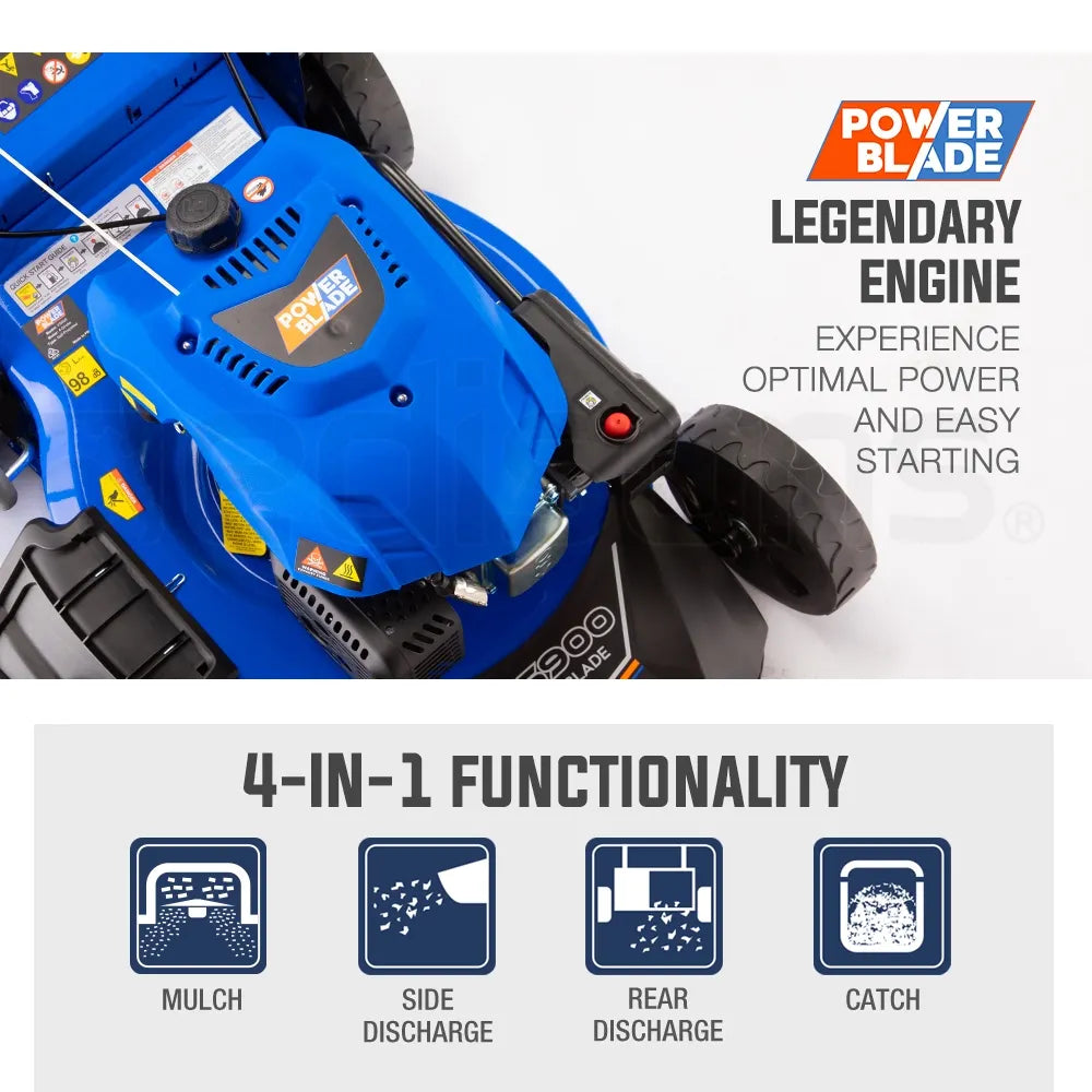 POWERBLADE Petrol Lawn Mower 225cc 20" 4 Stroke Self Propelled - VS900