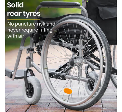 Folding Wheelchair XXL Extra-Wide Bariatric Seat , Aluminium Frame, 150kg Capacity, 24 Inch Wheels, Park Brakes, Black