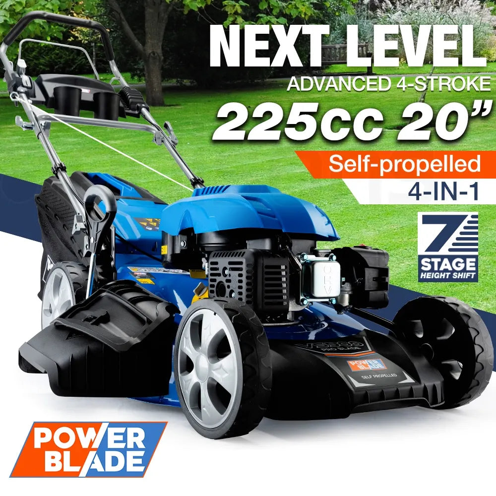 POWERBLADE Petrol Lawn Mower 225cc 20" 4 Stroke Self Propelled - VS900