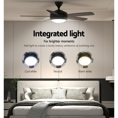 Devanti 52'' Ceiling Fan 5 Wooden Blades Fans LED Light Remote Control Timer