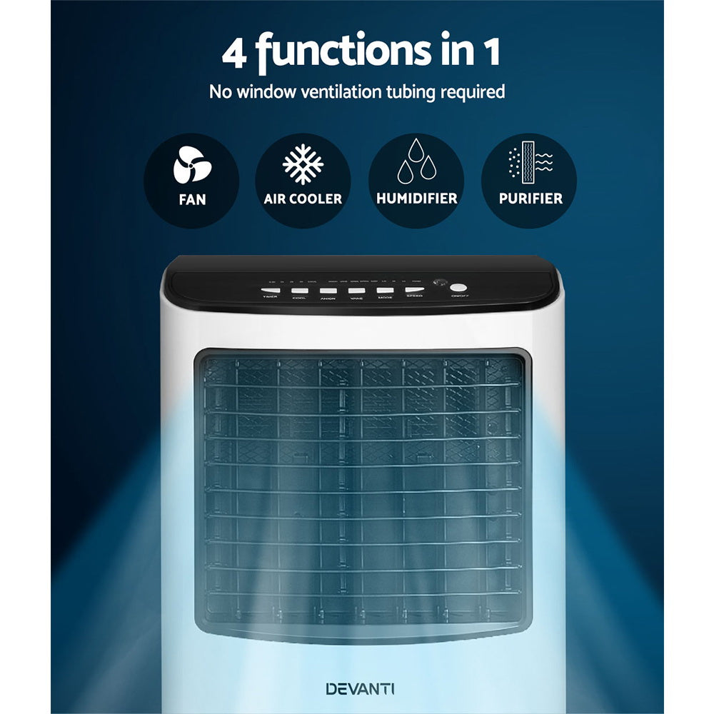 Devanti Evaporative Air Cooler Portable 8L Cooling Fan Humidifier