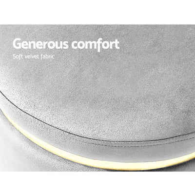 Round Velvet Ottoman Foot Stool Foot Rest Pouffe Pouf Padded Seat Living Room