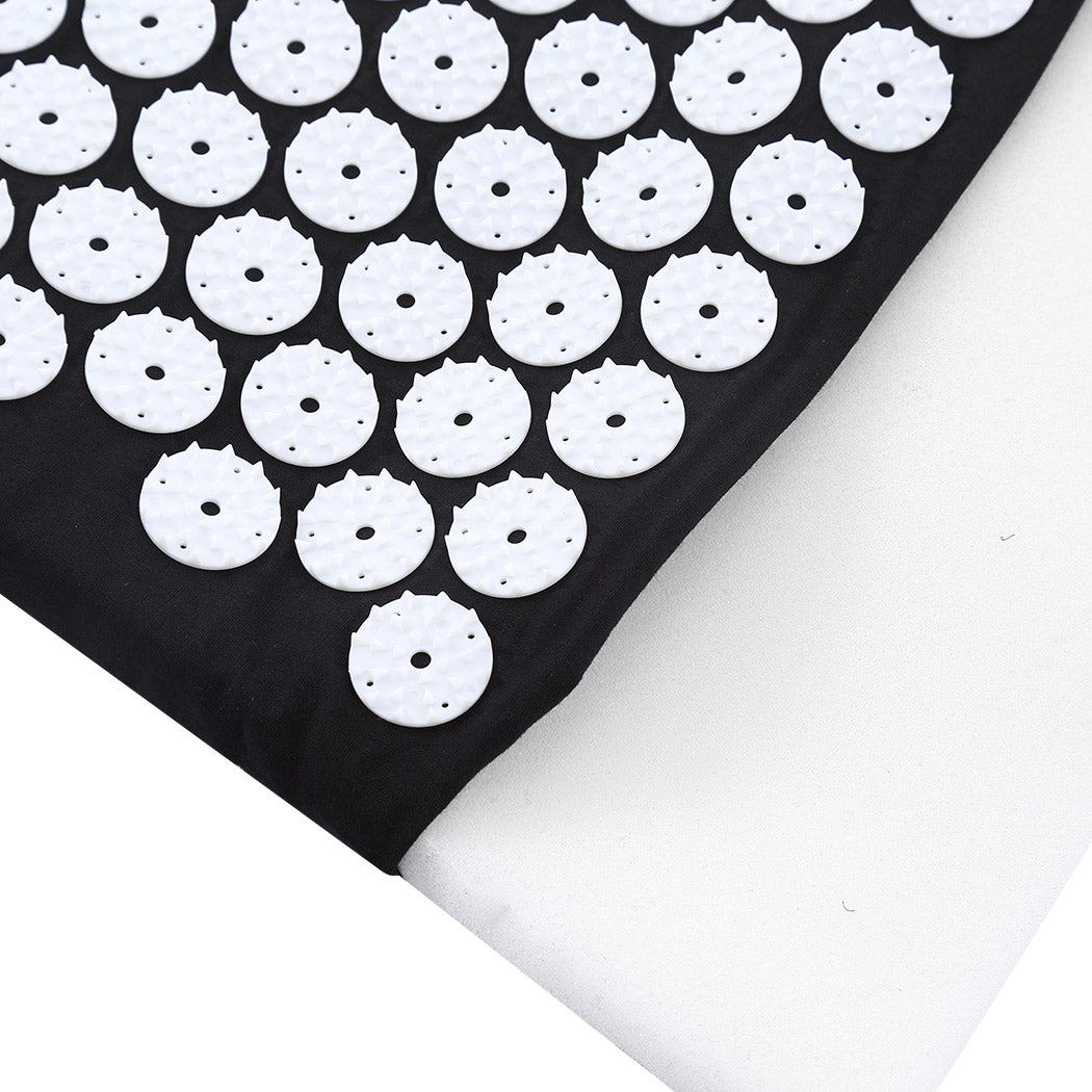 Acupressure Mat Yoga Massage Sit Lying Pain Stress Relax Black 130 x 50cm