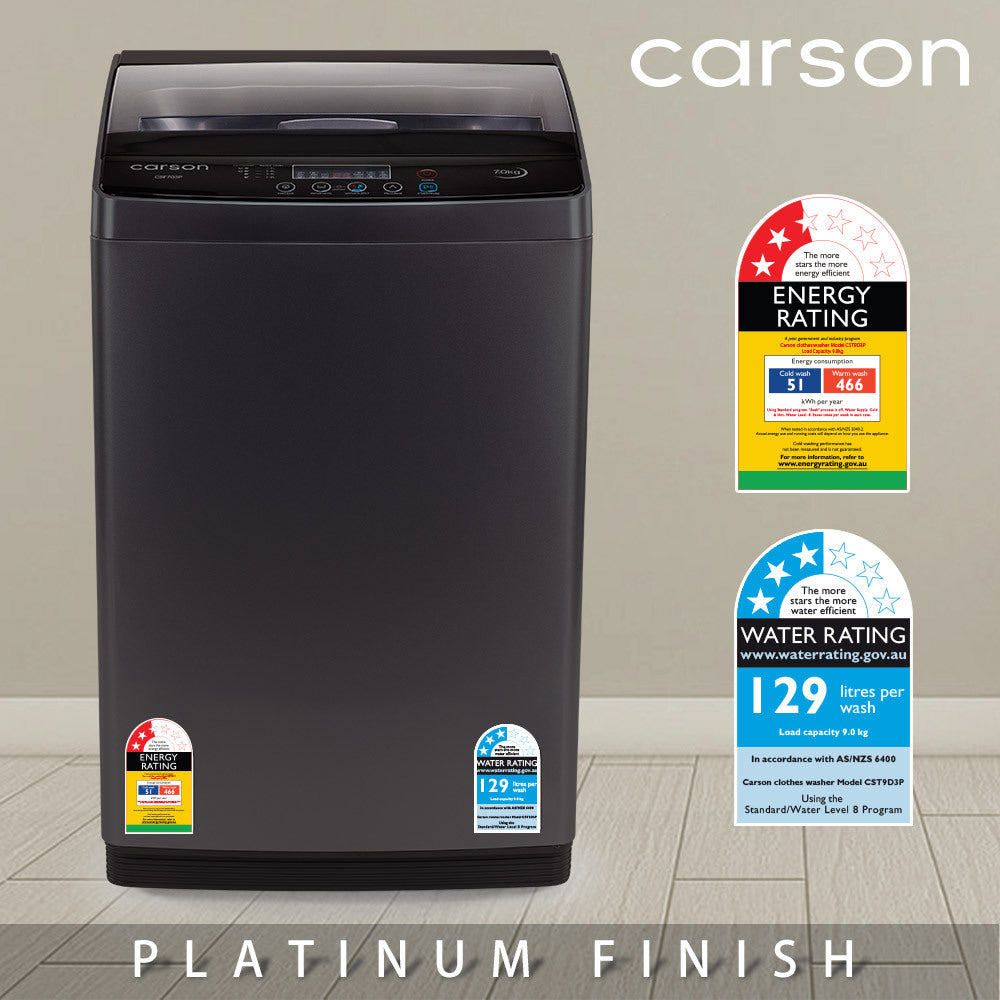 CARSON 9kg Top Load Washing Machine Home Laundry Clothes  Grey