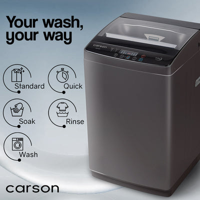 CARSON 9kg Top Load Washing Machine Home Laundry Clothes  Grey